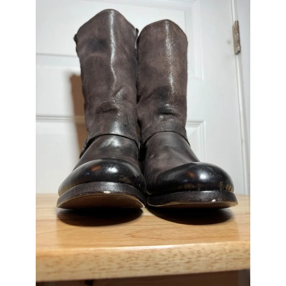 Ralph Lauren Purple Label Mens Brown Leather Suede Harness Engineer Boots 11.5D